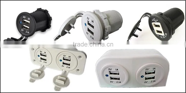 Motorcycles Car Waterproof Double USB Charger Adapter Socket 12-24V
