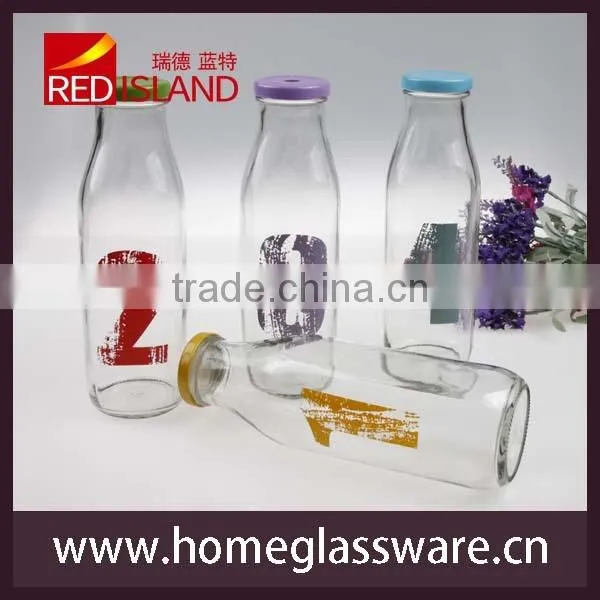 Digital design large glass milk bottle juice bottle with decal