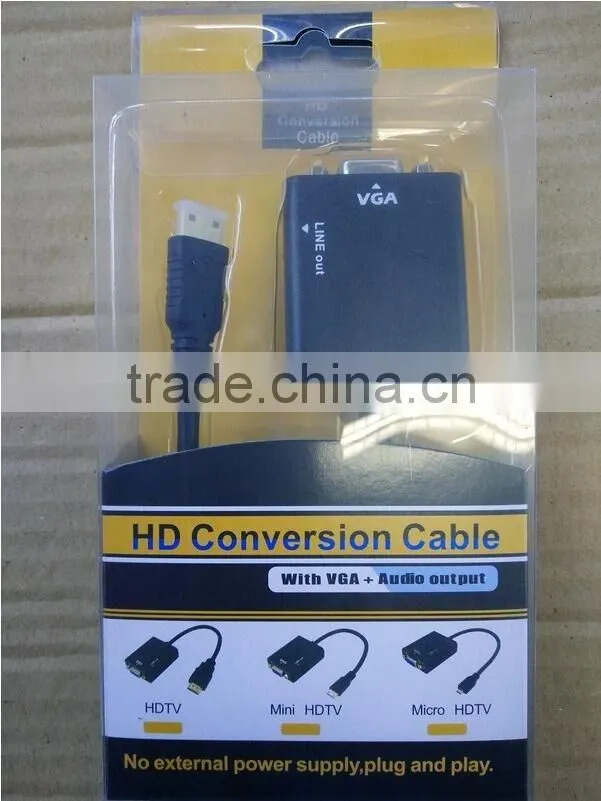 High Quality Hot Sale HD MI To VGA Converter With Audio Convex Head VGA Audio Converter Adapter Cable