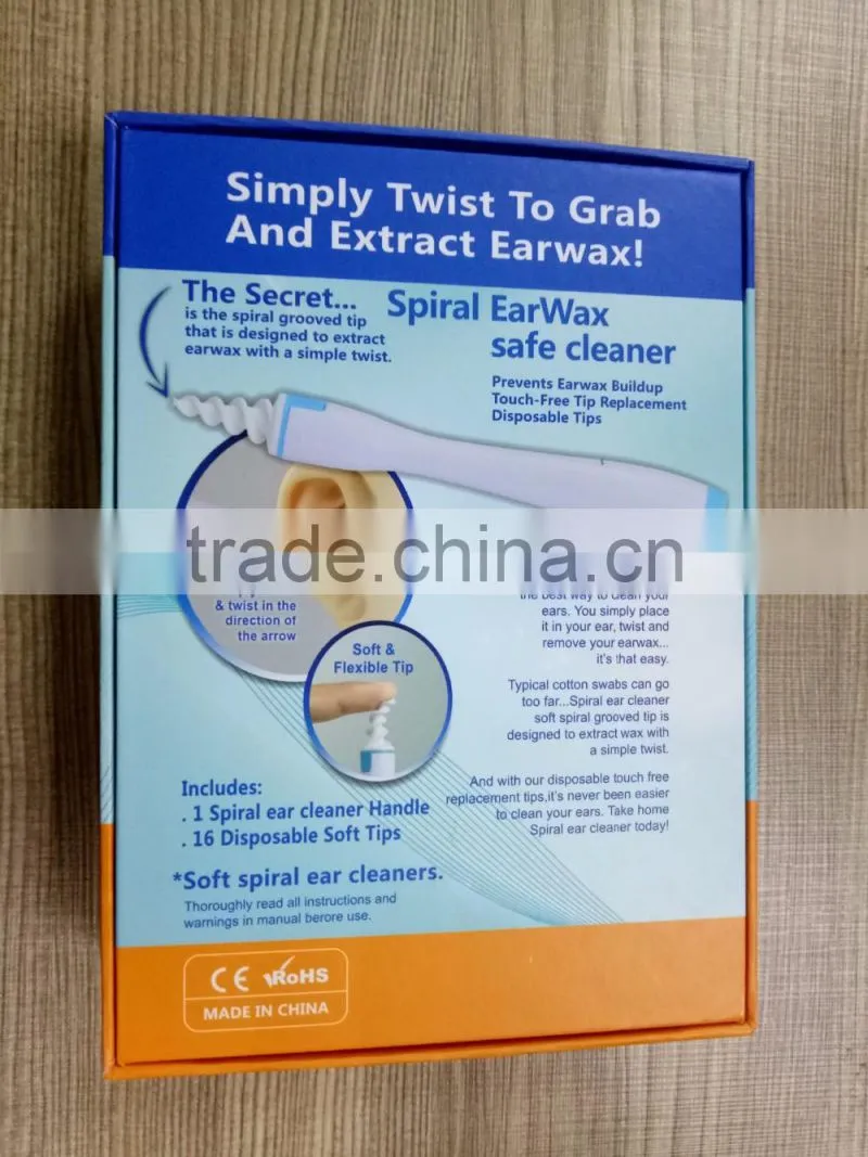 Portable Swab Disposable Earwax Removal Swab Safe Cleaner System with 16 Replacement Heads