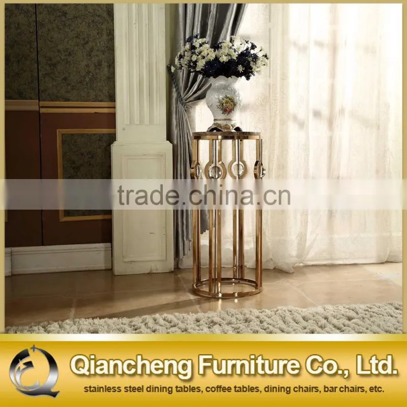 Round marble flower stand golden color for wedding