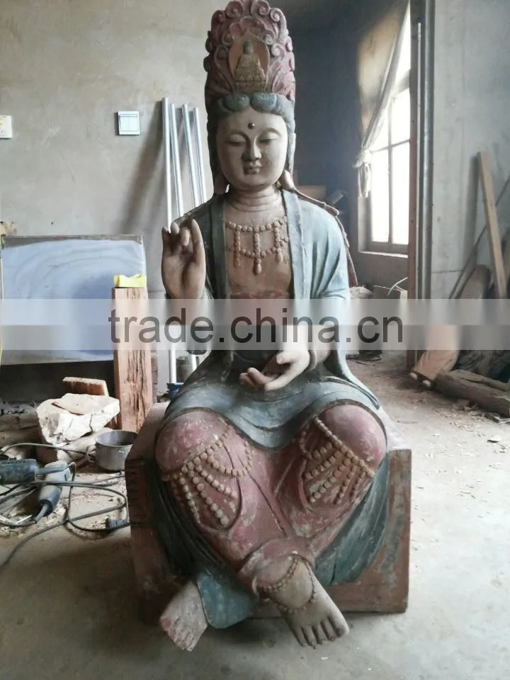 hand made antique wooden carving statue wood buddha statue Kuanyin buddha statue
