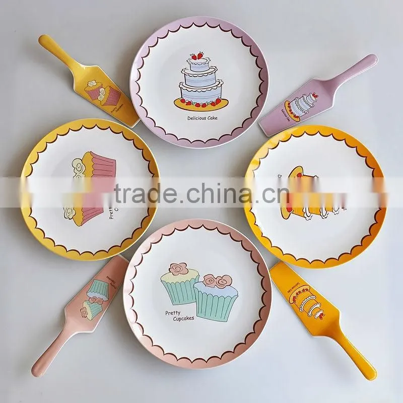 Porcelain Holiday Decorations Cake Plate with Server,Perfect designs for Celebration