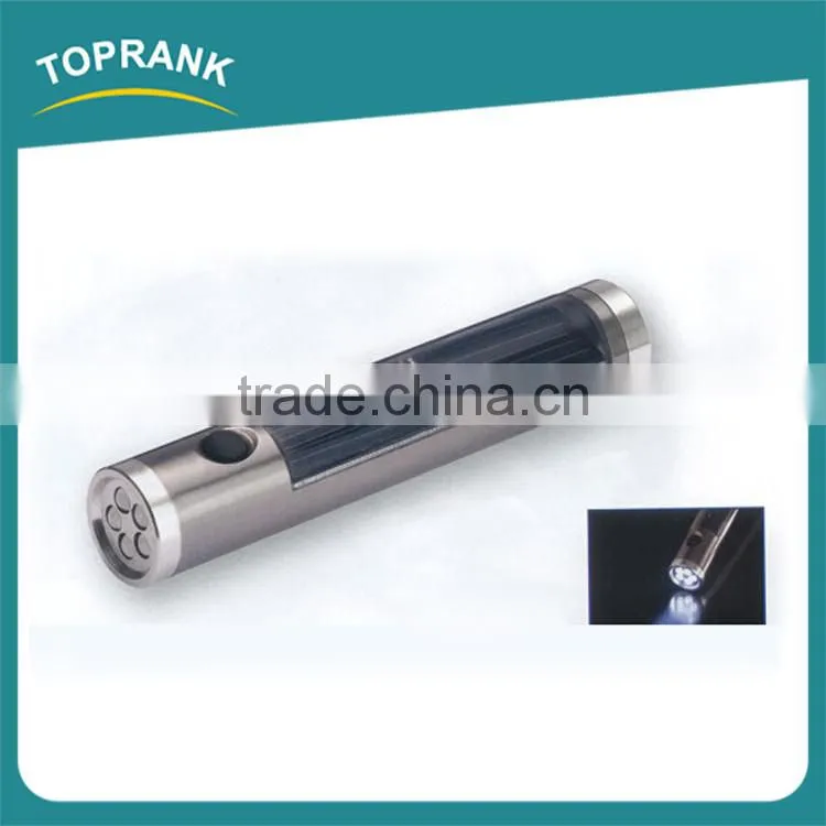 5led mini Aluminum solar power rechargeable solar led flashlight