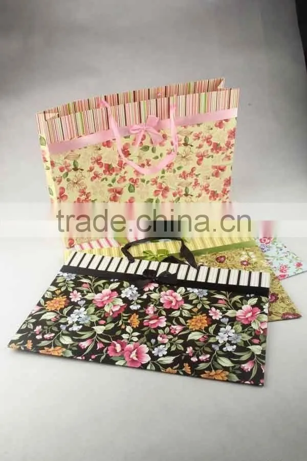 Flower Design Foldable Gift Bag With Bowknot/ Shopping Bag