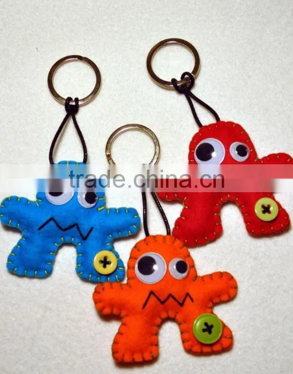 hot 2017 best selling high quality new product decorative custom handmade fabric china supplier felt keychain wholesale