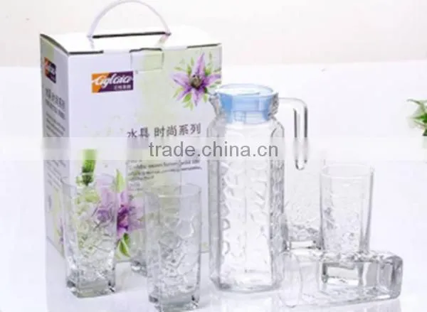 high quality Glass jug and cup set with handle