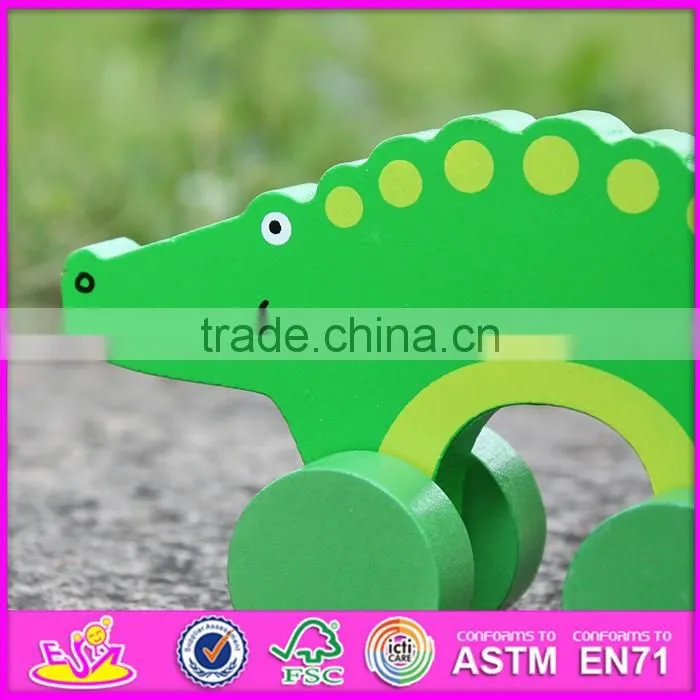 2017 New products kids animal toy wooden crocodile car toy W04A318