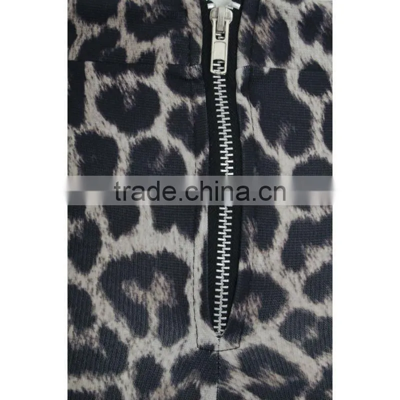 12SH003 Summer Black and Animal Print Ponte Zip Back Hot Pants