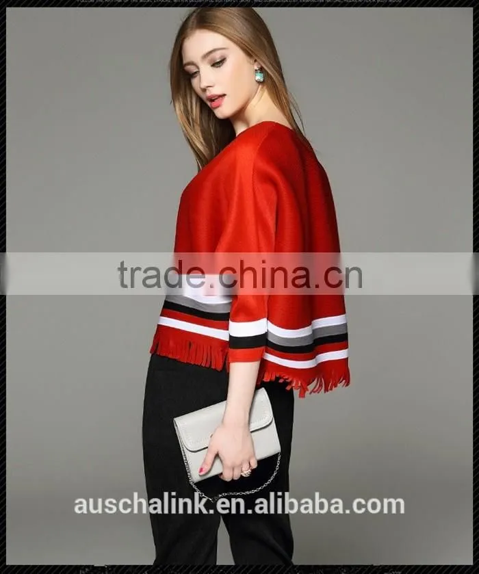 2016 summer loose oversized colorful combination striped t-shirt