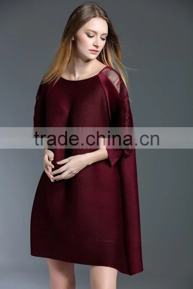 Women high elastic raglan sleeve oversized folding dress