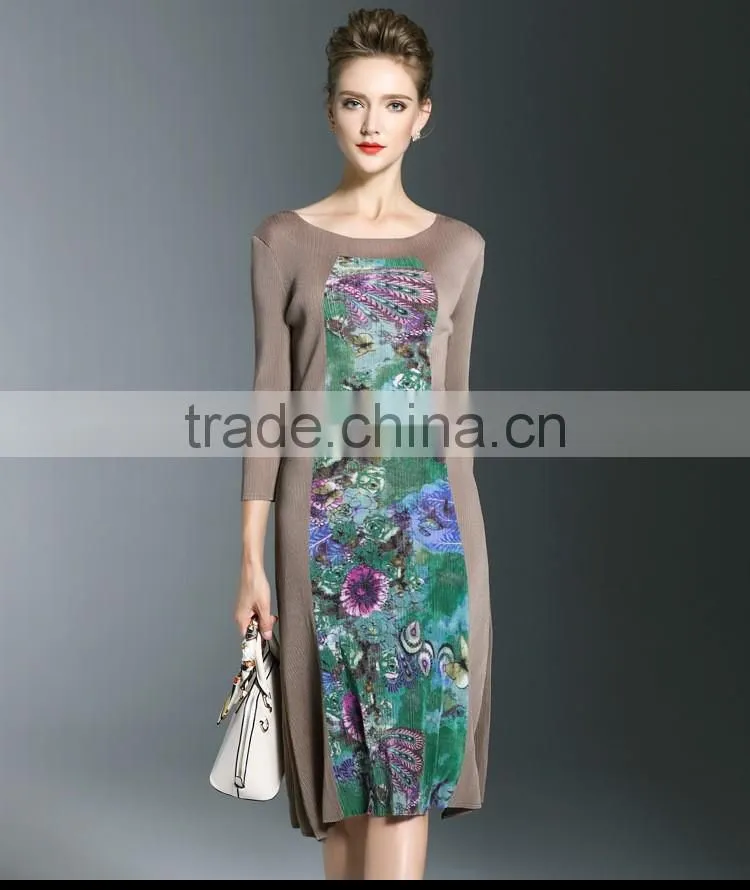 Hot design wholesale women pleated tie dye maxi dress