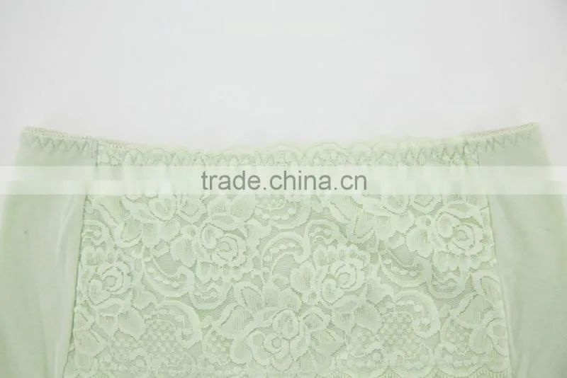 Custom Light Green 95% Cotton 5% Spandex with Lace Sexy Fancy Woman Underwear