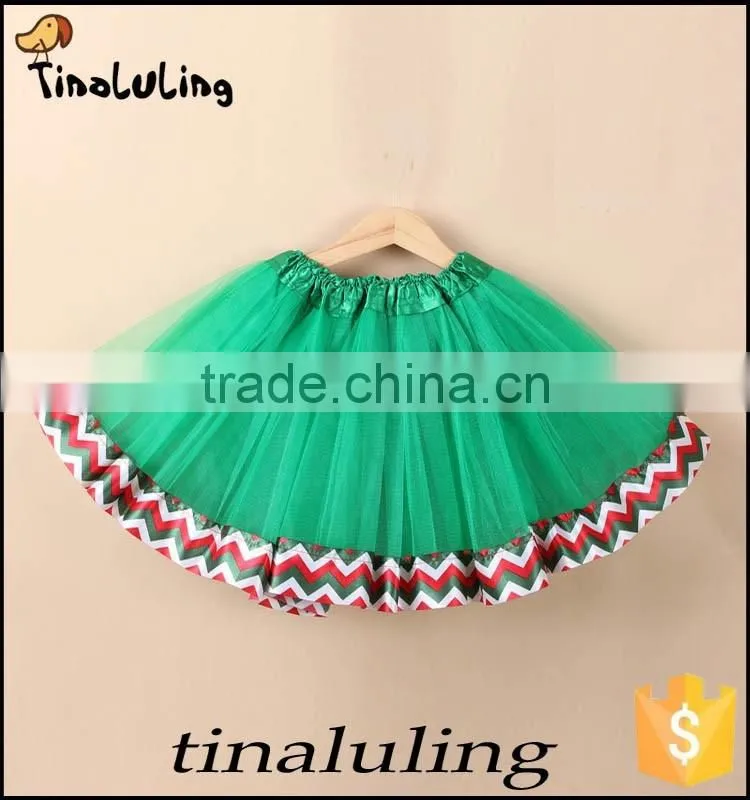 2016 latest new arrival tulle skirts kids christmas green tutus baby pettiskirts with satin ribbons