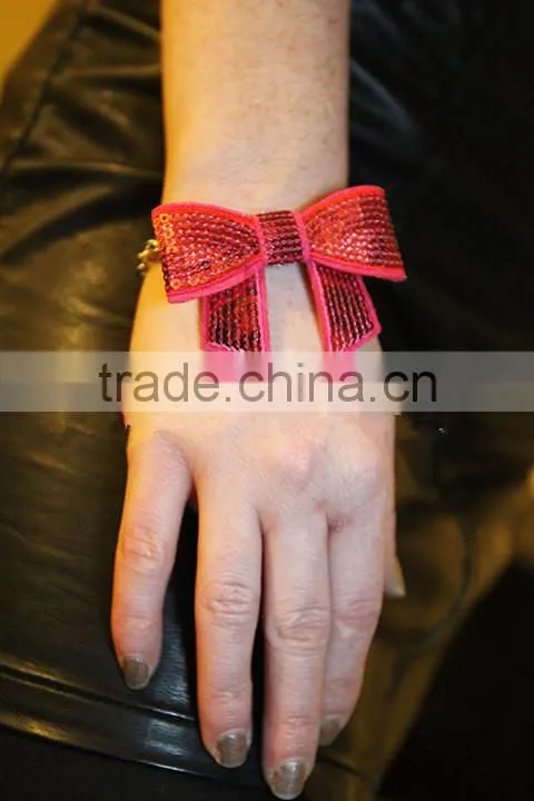 Hot sale Wholesale children's hair accessories Embroidery flash sequined bow Flash bead piece bow tie bowknot clip hairpin