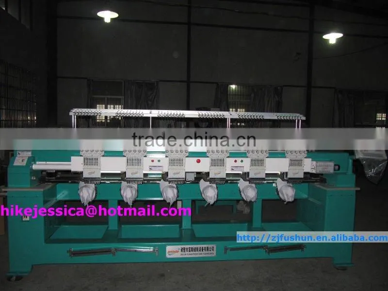 fushun 906 9needles 6heads cap tubular t shirt and flat computerized embroidery machine