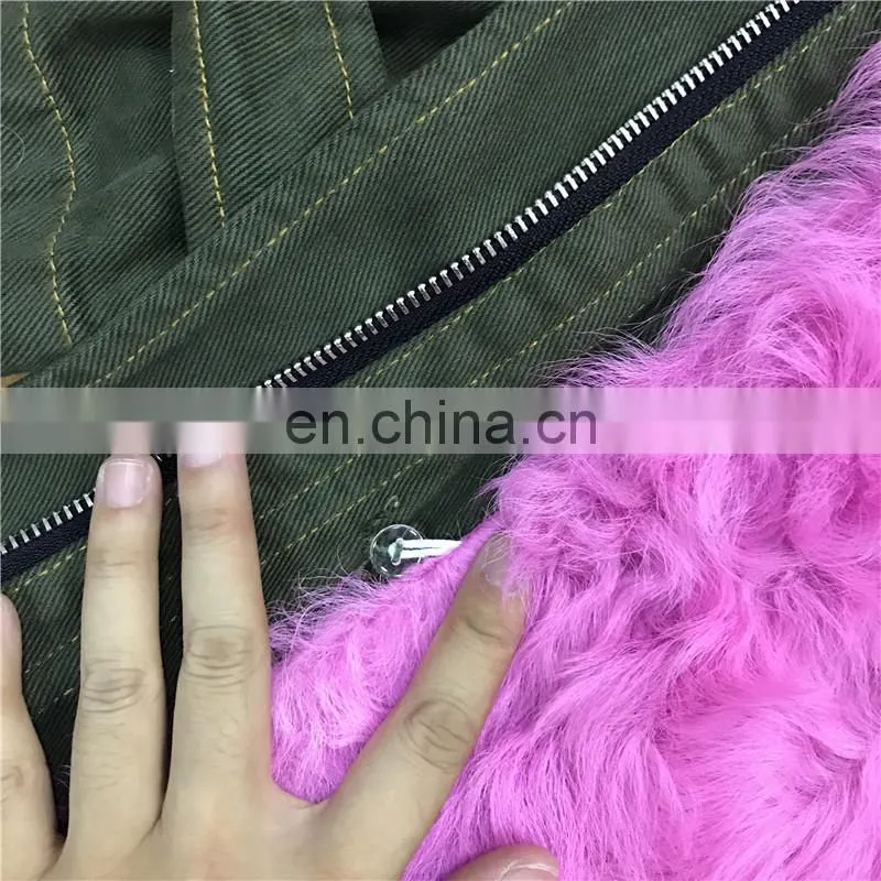 Winter Warm Fashion Real Sheep Fur Army Parka Custom Hooded Fur Women Parka