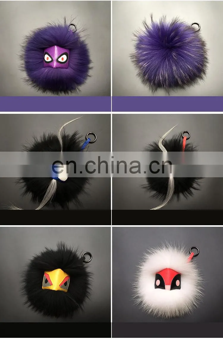 2015 High Quality Raccoon Fur Keychain for Bag Charm Monster Keychain