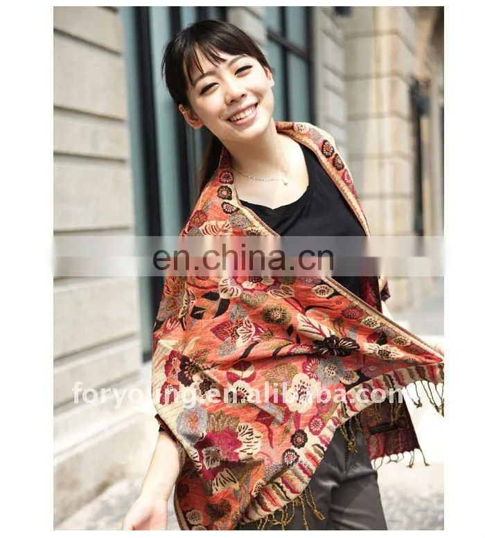 flower jacquard shawls and lady scarf