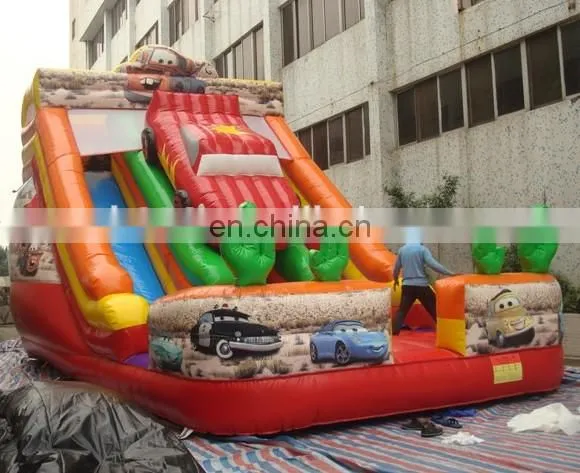 Car decoration giant steep inflatable water slide