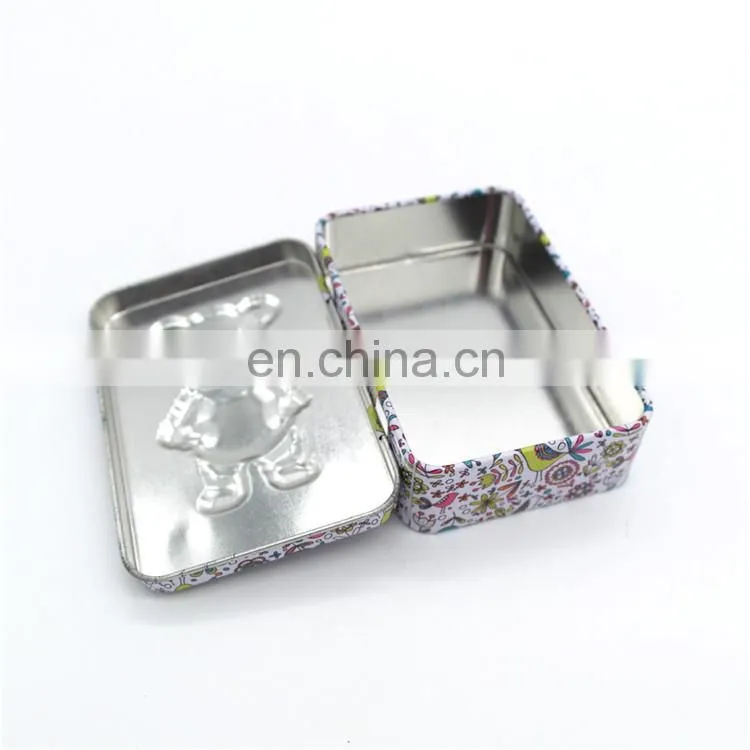 Wholesale small rectangular embossing metal food packaging tin cans
