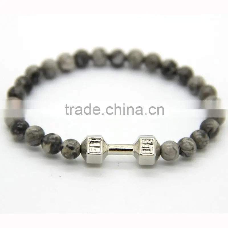 HTB0101 Guangzhou black beads lion head bracelet lava stone bracelet