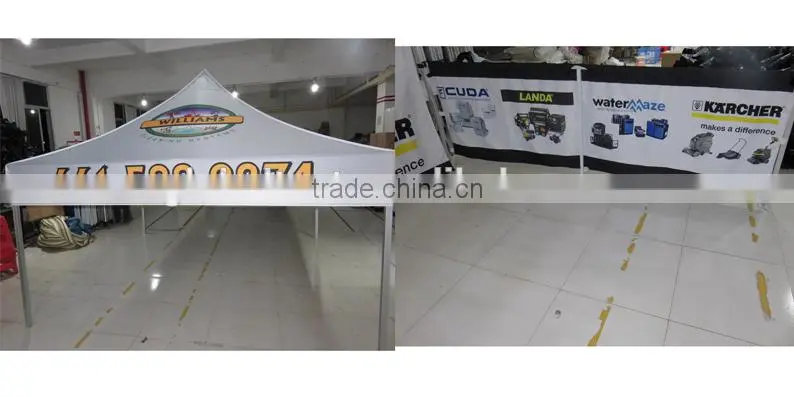 40mm Aluminum Fold Tent 10ft X 20 ft With All Metal Connectors, Custom Print Canopy& Valance,1 full wall & 1 half side wall