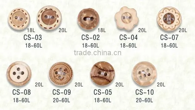 2 holes wooden button with engraved line and rim for shirt,natural series