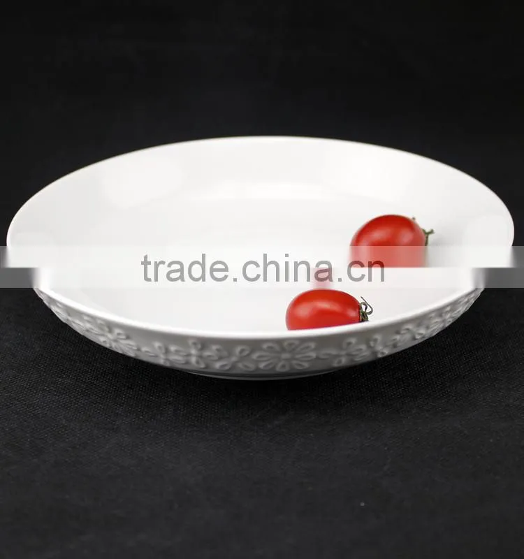 porcelain embossed plate, 8" porcelain fruit plate, wholesale porcelain fruite plates