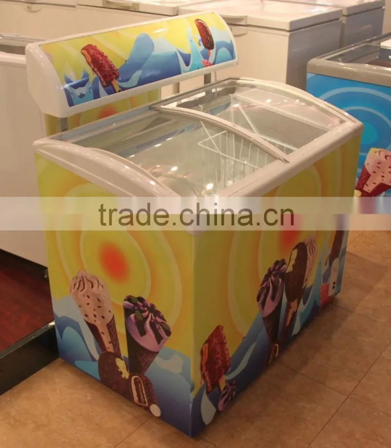 300L ice cream freezer glass door freezer display freezer