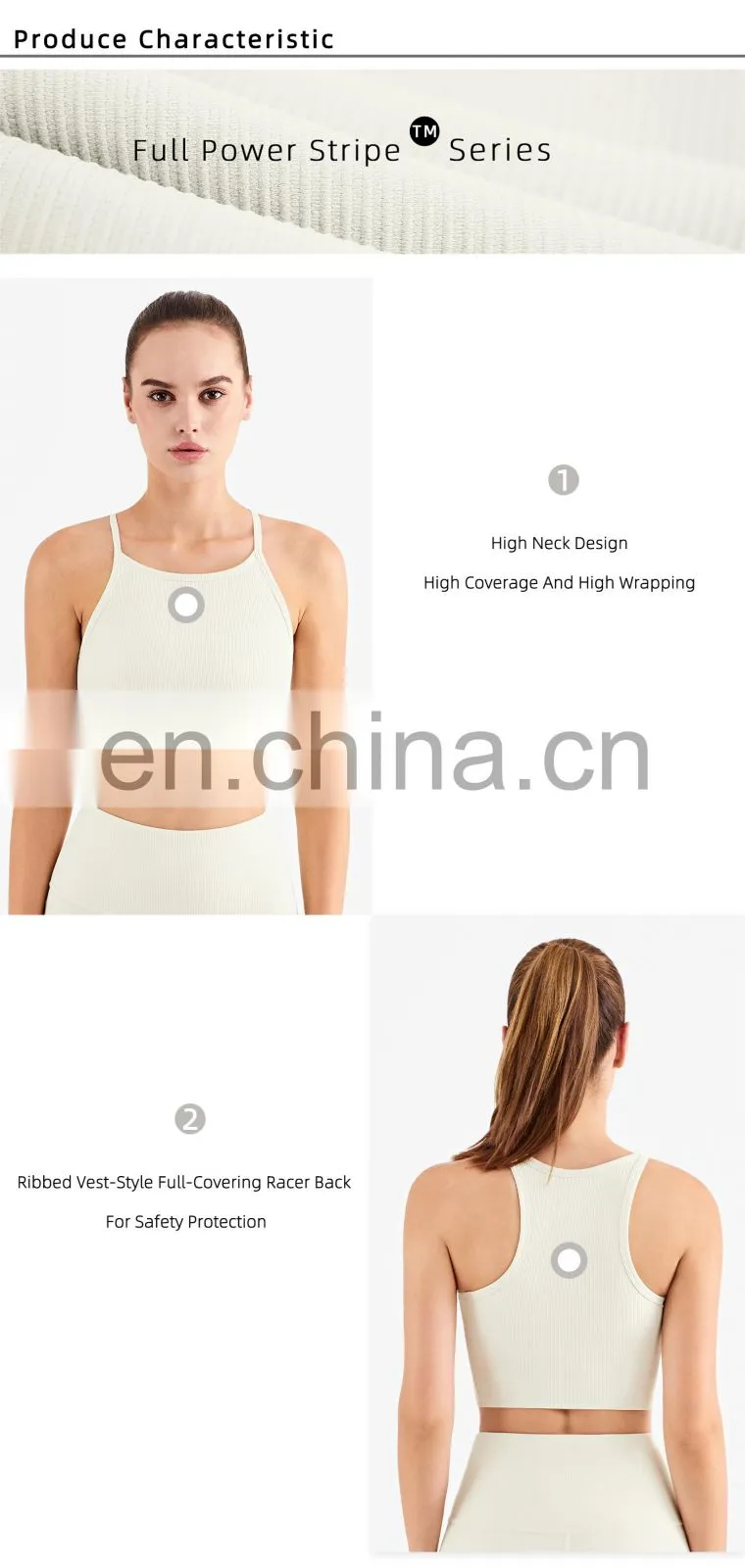Wholesale New Sports Bra High Neck Support Ribber Clothing Women Active Wear Tops