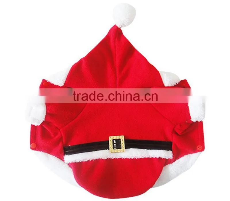 Red christmas clothes with hat for pet dog wear dog clothes