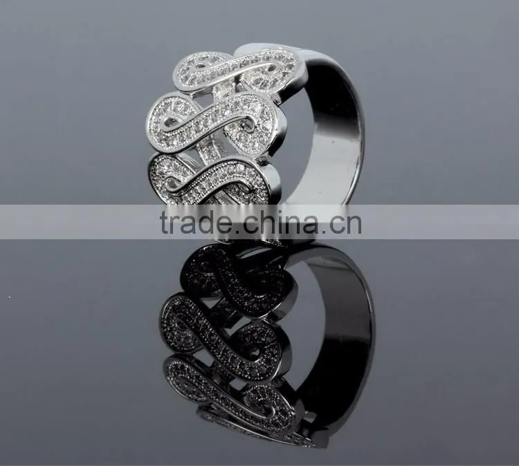 Luxury Design Jewelry Quality Zircon Crystal Pave Setting 8 Shape Party Ring