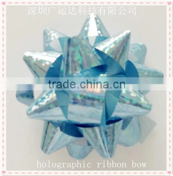 Gift Deluxe Fancy PET Bow For Festive Decoration Package/Matte Metallic ribbon star bow/holiday decortion star bow