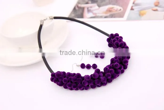 Wholesale new arriva personality statement jewelry set warm plush leather chain necklace set