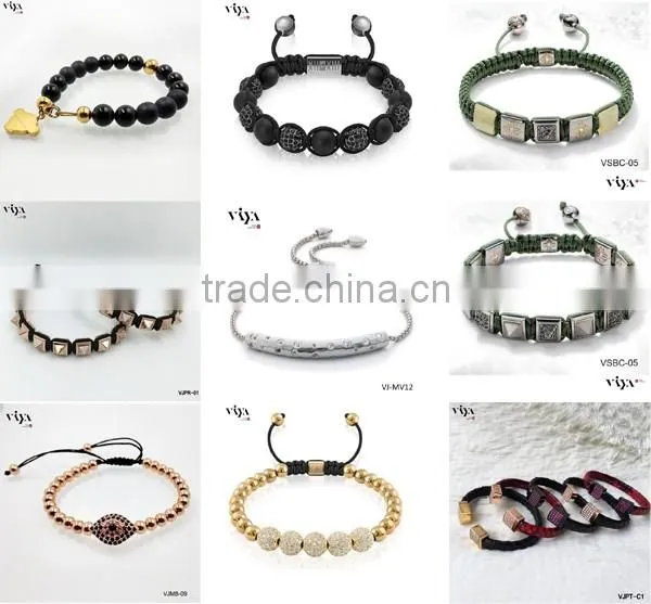 2016 Fashion Jewelry Bracelet PU/Genuine Stingray Skin Leather Bracelet With Three Strand Design For Men