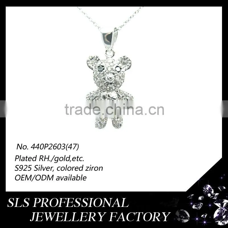 Kids jewelry pendant silver jewelry bear pendant for Children gift's CZ micro cremation jewelry pendant