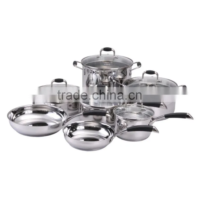2015 12pcs cooking pot cookware stes with silicon handle china wholesale goods