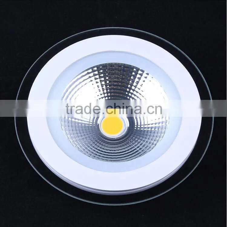 Dimmable 5W 10W 15W COB LED Panel Light Round Glass LED Ceiling Lamp