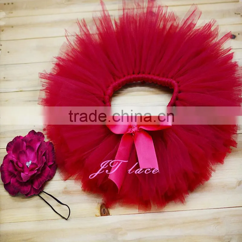 Newborn tutu set - baby girls - Maroon and matching flower headband - with pearls rhinestones