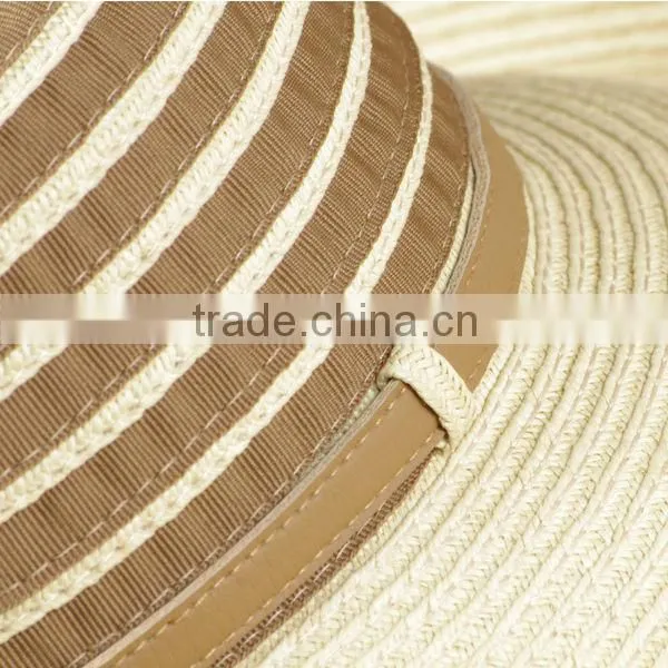 light foldable fabric hat for outdoor with wide brim sunshade and string decoration