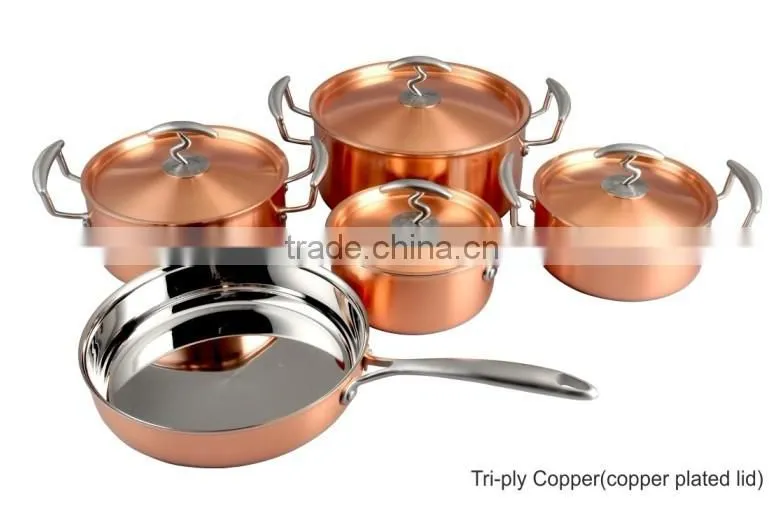 High Performance Tri- Ply Copper Cookware Sets for Sales