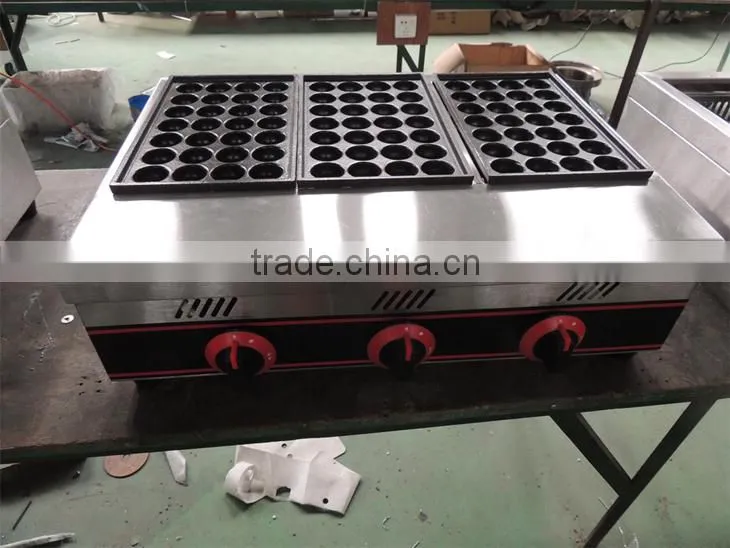 Industrial Takoyaki Griller Equipment Gas 3-Head Fishball Cooker/ Japanese Octopus Maker GW-63