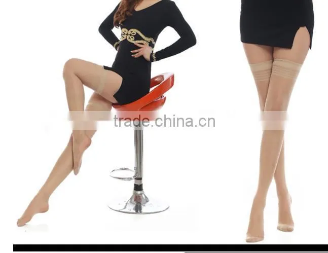 Lady Sexy Knee-high Black silk Socks with lace