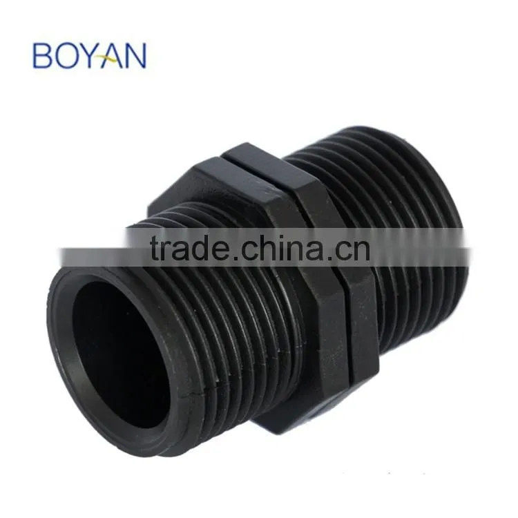 China Factory Plastic Pipe Fitting PN16 Black PE Male Coupling