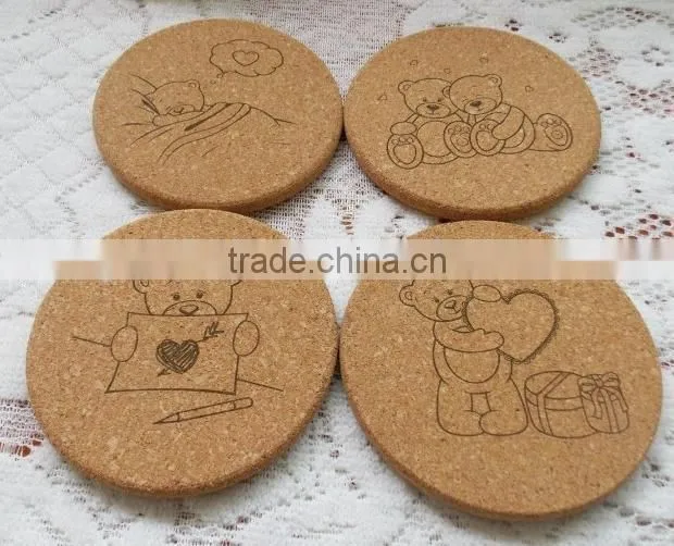 Factory wholesale new design custom sublimation blank cork coaster