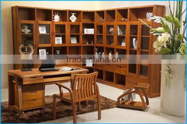 wood furniture bookcase and study desk / bookcase with study table solid wood furniture D3101