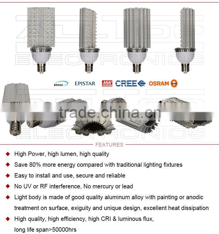 28w 30w 36w high power 12v e40 or e27 base led corn street lamp