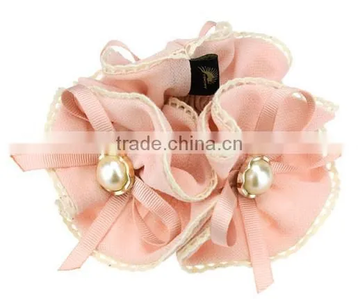 High-end hair headwear Soft double color bead curtain rose hair rope hair bands Elastic