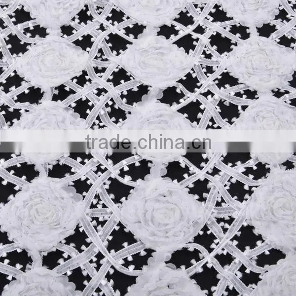 SATIN and chiffon ribbon embroidery lace for evening dress